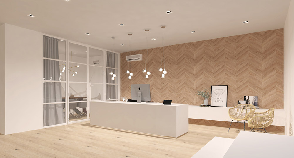 imatge d'una recepció d'un estudi de disseny d'interiors